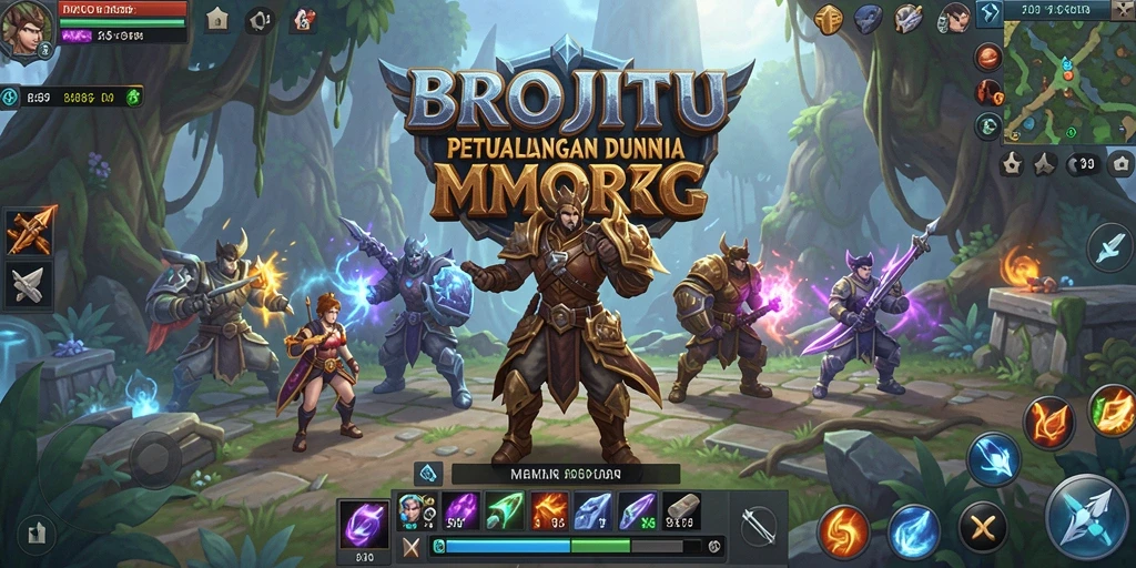 Screenshot gameplay BROJITU menampilkan pertarungan seru di dunia MMORPG.