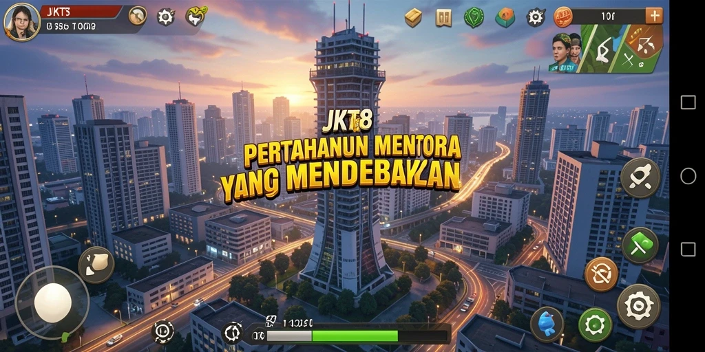 Screenshot utama JKT8 menampilkan aksi gameplay Tower Defense yang intens.