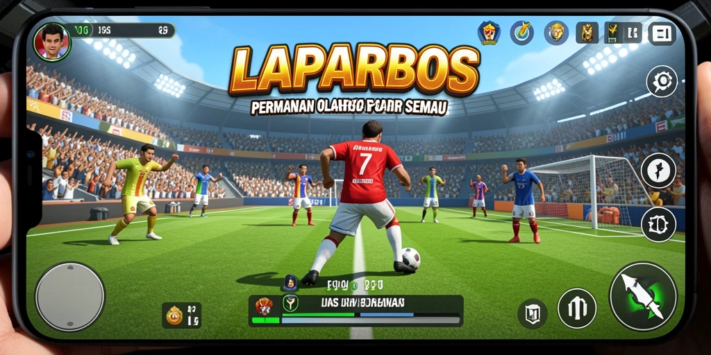 Tampilan gameplay LAPARBOS dengan aksi olahraga yang mendebarkan.