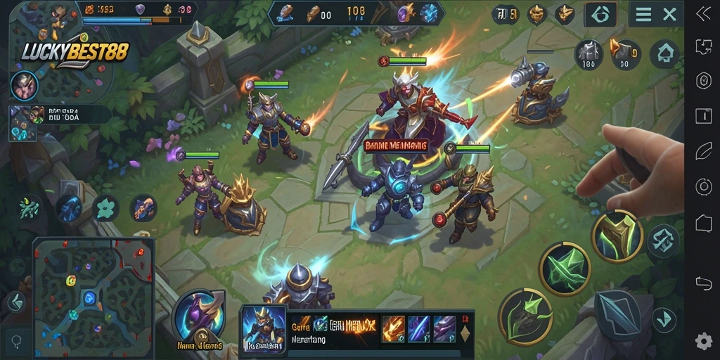 Screenshot gameplay LUCKYBEST88 dengan aksi pertarungan seru.