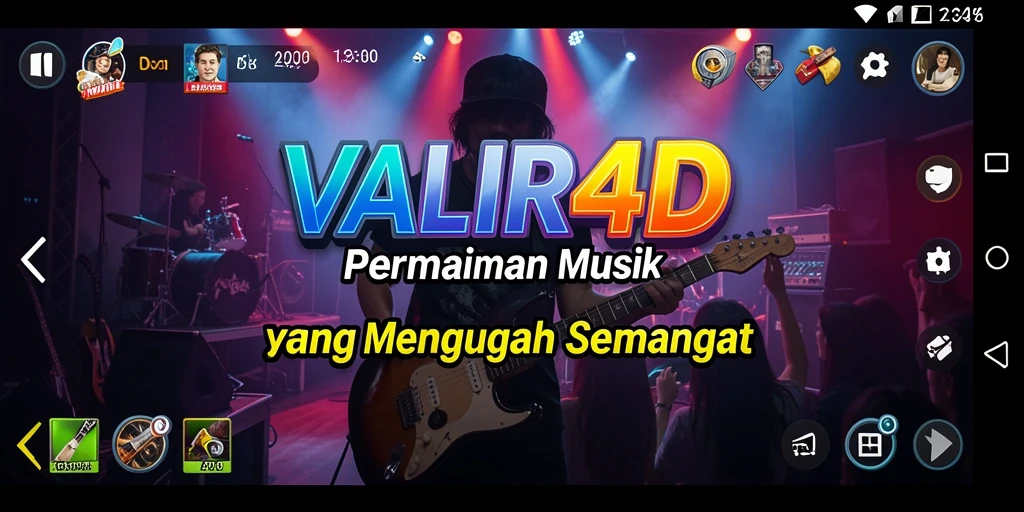 Tampilan gameplay VALIR4D yang menggugah semangat dan penuh musik.